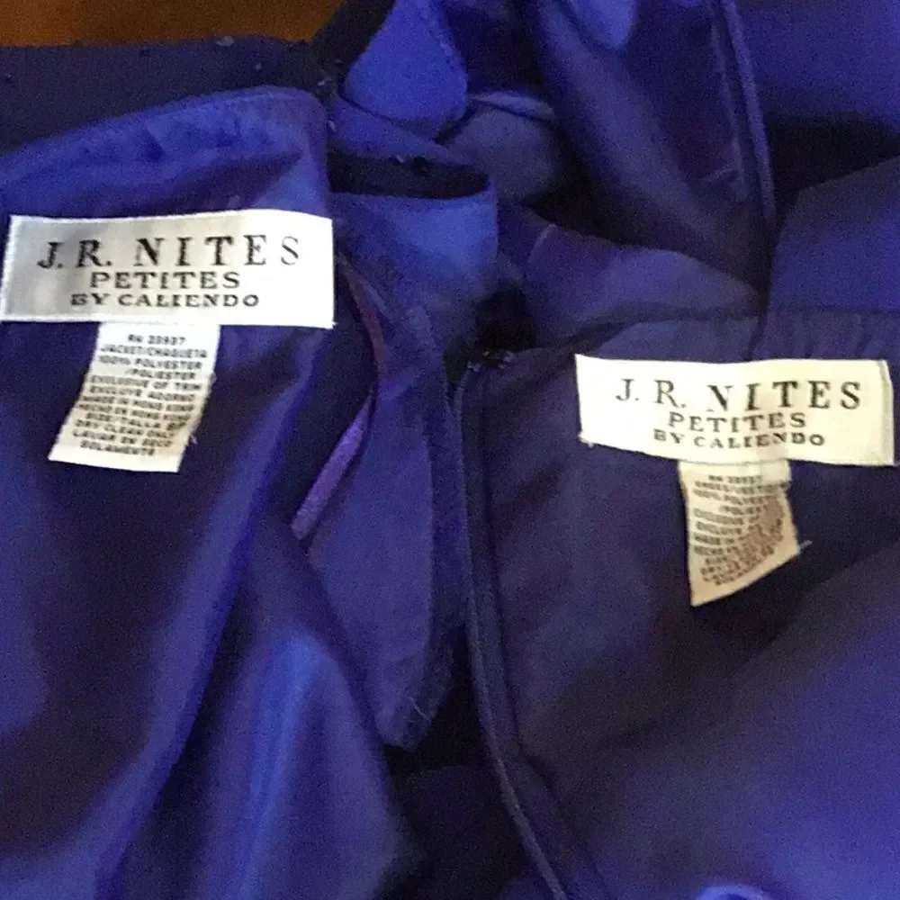 JR NITES a size 8 petite maxi dress with matching short beaded jacket